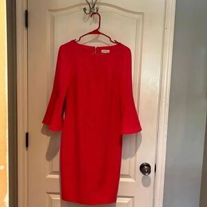 Beautiful color! Calvin Klein dress with bell sleeves size 6